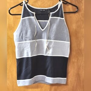 SHU SHU Black and Gray Striped Sweater Tank S